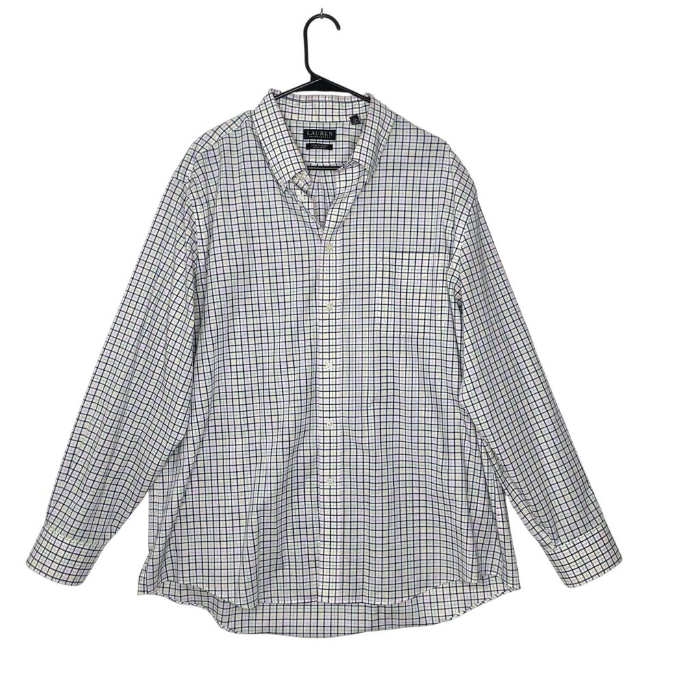 Ralph Lauren‎ Mens Shirt 2X Multicolor Check Button Up Preppy Colorful Loose Fit